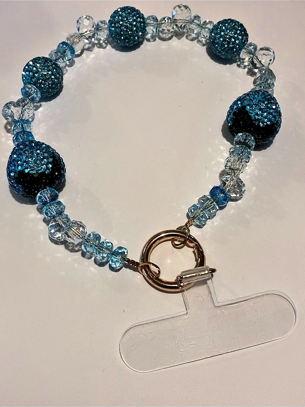 Blue Beaded Phone Wristlet Bracelet